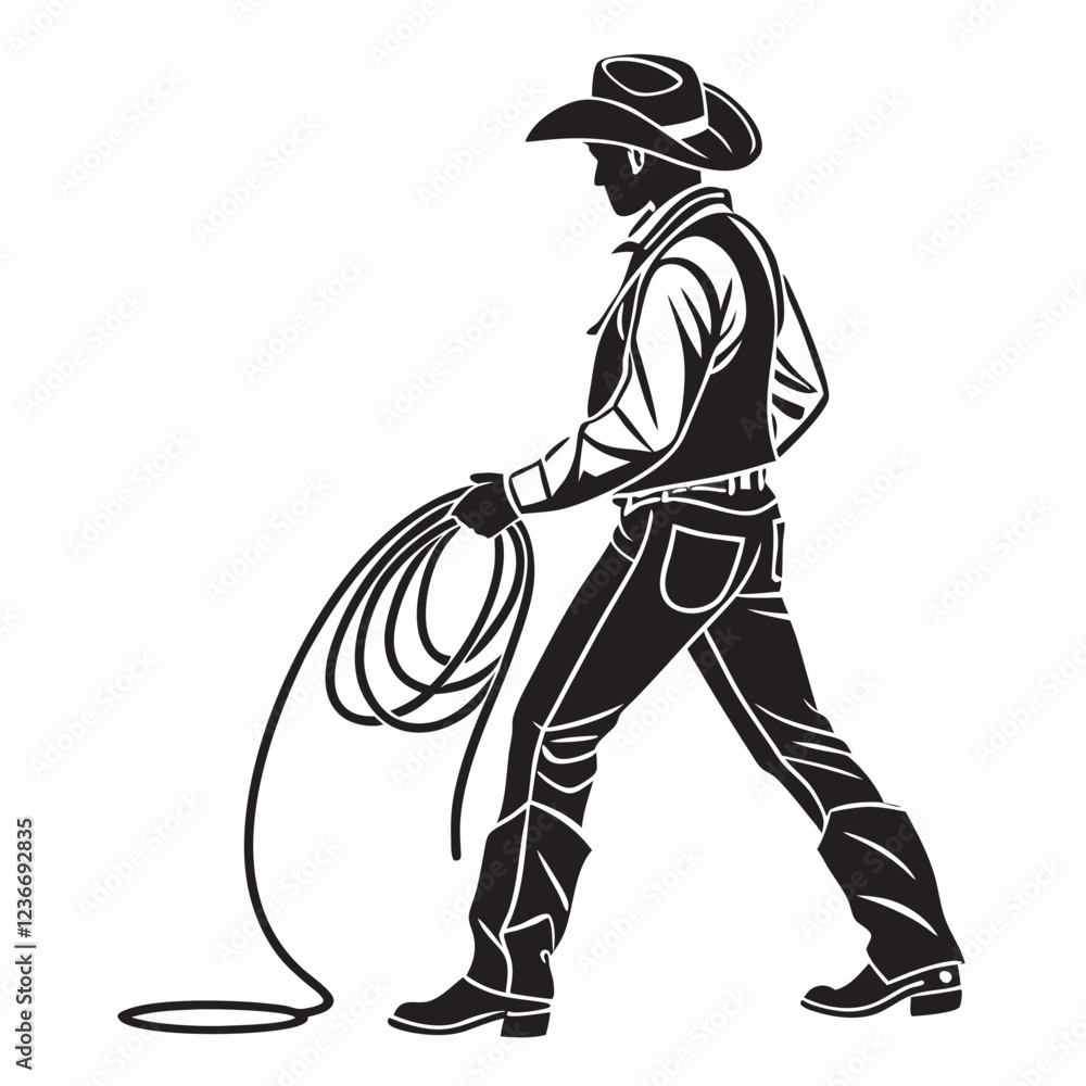 cow boy vector silhouette black design white background cow boy vector silhouette black design white background