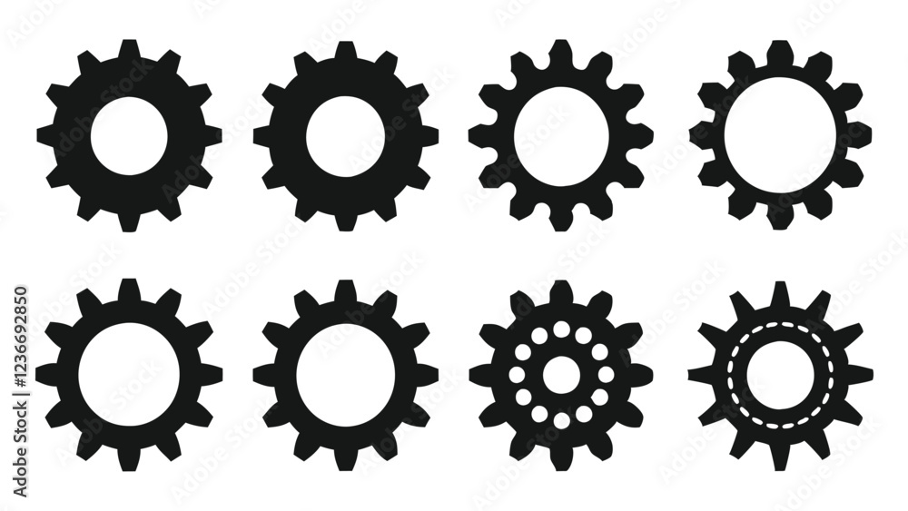 Mechanical Gear Icons for Technology Projects Mechanical Gear Icons for Technology Projects