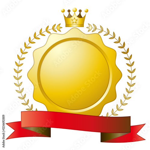 イベントや大会で使われる王冠付き勲章フレームイラスト