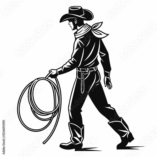 cow boy vector silhouette black design white background