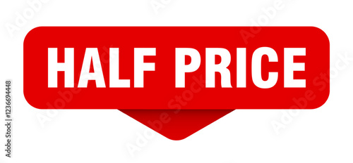half price sticker. half price sign on transparent background