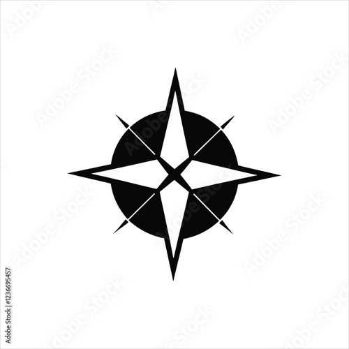 Vintage Compass Star Silhouette Icon for Travel and Adventure