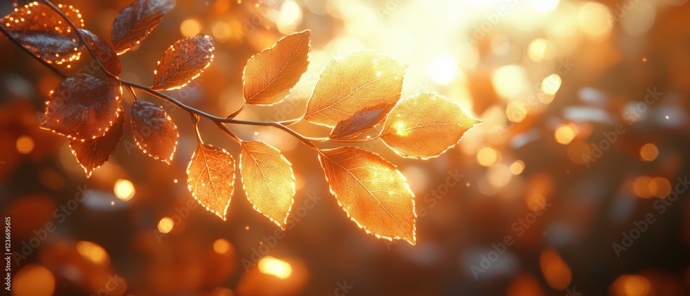 Captivating autumn leaves shimmering in golden light nature scene close-up Captivating autumn leaves shimmering in golden light nature scene close-up