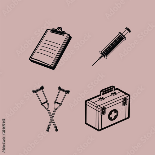 Medical Supplies Flat Design  Set