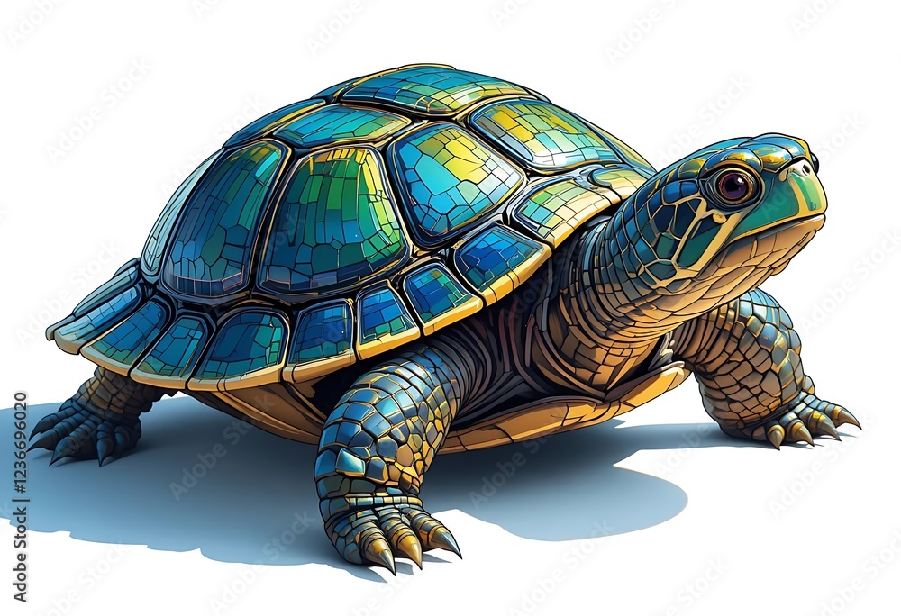 Obraz premium A stylized turtle with vibrant shell and claws