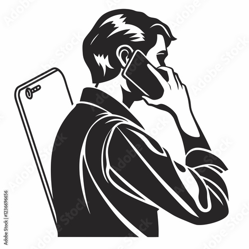 cellphone  vector silhouette black design white background