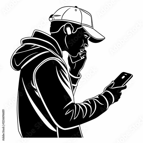 cellphone  vector silhouette black design white background