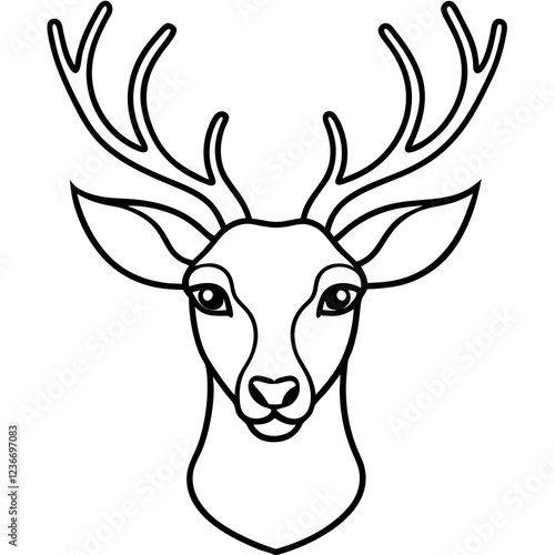 Abstract Deer Head in Single Line Vector Style