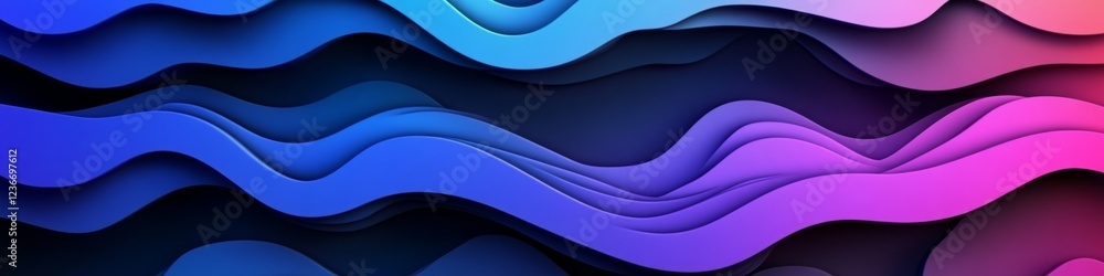 Fototapeta premium Abstract Background, Seamless Wave Pattern, Purple Blue Gradient, Textured Layers, Elegant Design