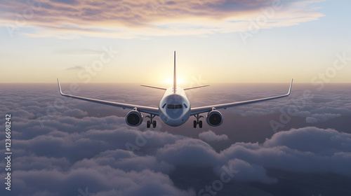 Wallpaper Mural Airplane above clouds sunset travel journey Torontodigital.ca