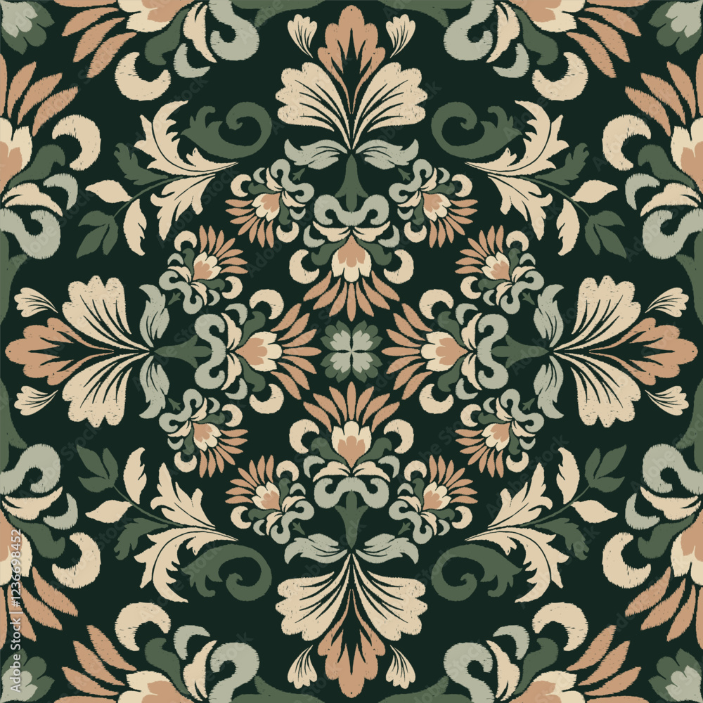 Fototapeta premium Colorful ethnic wildflowers pattern. Vector tropical wildflower seamless pattern. Ethnic wildflower pattern use for fabric, textile, home decoration elements, upholstery, wrapping paper, etc.