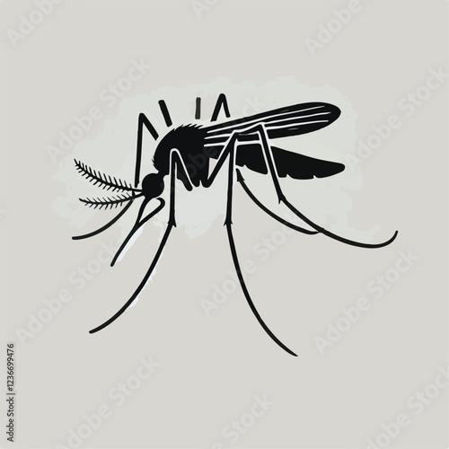 vector black silhouette of a mosquito