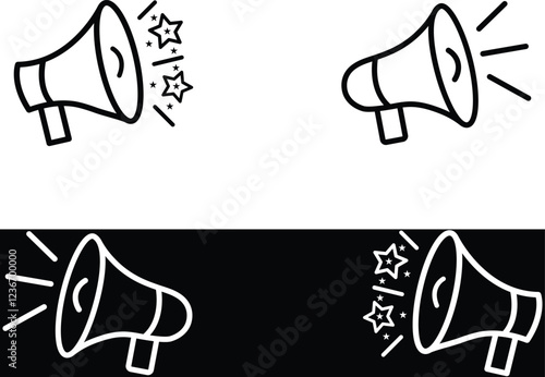 Megaphone icon. MegaPhone announcement icons.
