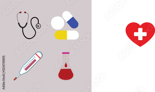 Medical Supplies Flat Design  Set