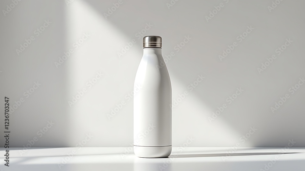 White reusable water bottle mockup. White reusable water bottle mockup.