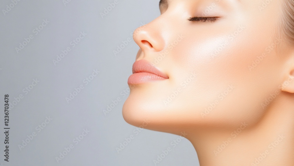 Woman's face, profile, skincare, smooth skin, studio Woman's face, profile, skincare, smooth skin, studio