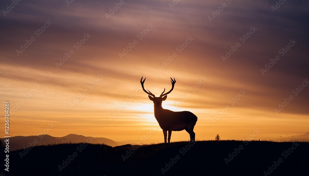 Fototapeta premium deer on sunset