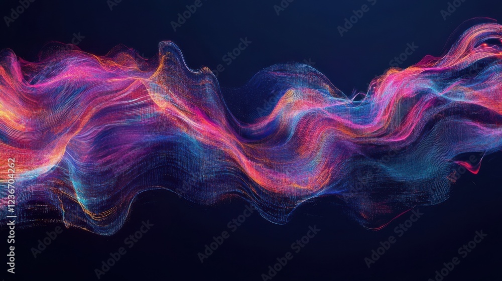 Obraz premium Stream of encoded data. Abstract digital code visualization. Artificial intelligence and machine learning. Big data code representation.