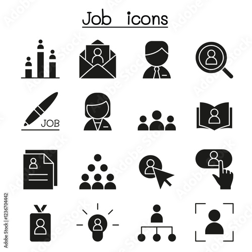 Job & Employment icon set in thin line style