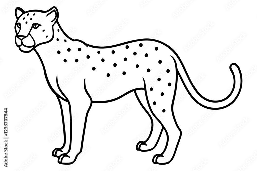 Obraz premium Cheetah in Motion Simple Line Art Vector