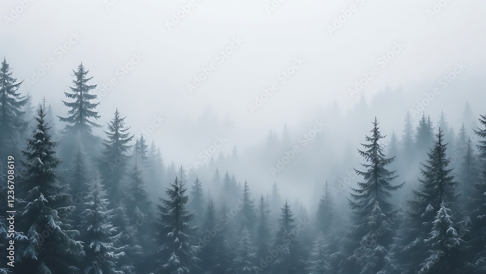 Pine trees and snow scenery nature forest. Pine trees and snow scenery nature forest.