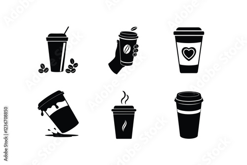 A  set of disposable coffee cup  Illustration