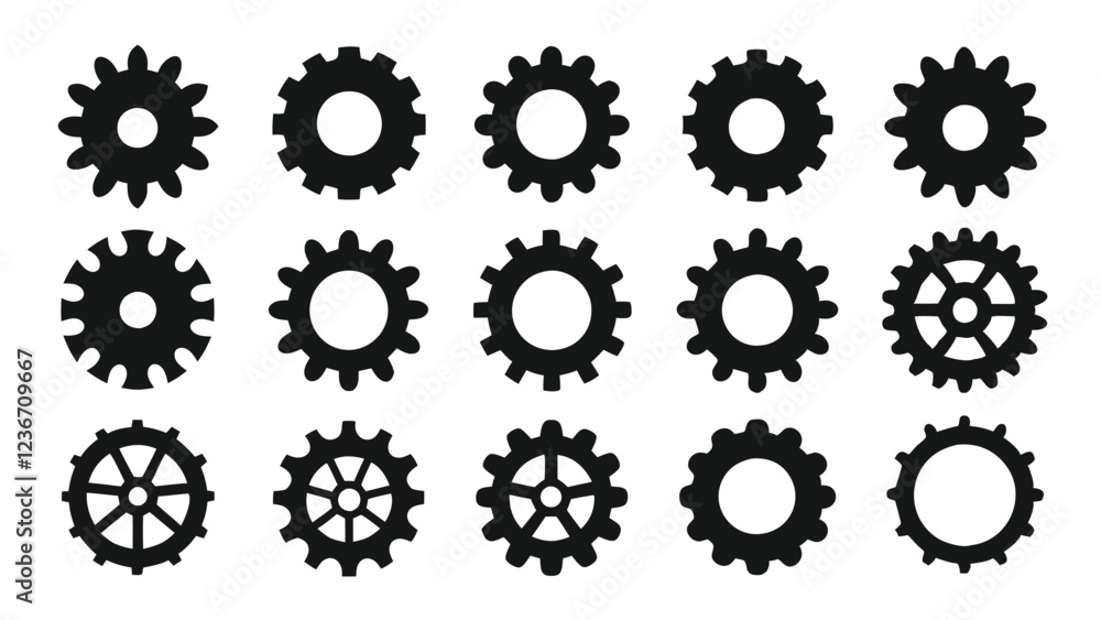 Vector Gear Icons Collection for Technical Designs Vector Gear Icons Collection for Technical Designs