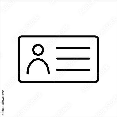 Id card outline icon, simple line art