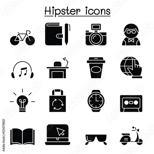 Hipster icon set in thin line style