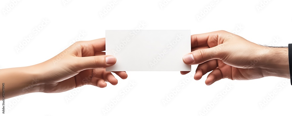 Obraz premium Business card exchange office setting action shot collaborative environment