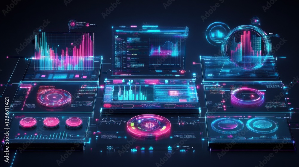 Fototapeta premium Company projects management optimization. Business activity automation. Big data applications, dashboard service, task management metaphors. Vector isolated concept metaphor illustrations