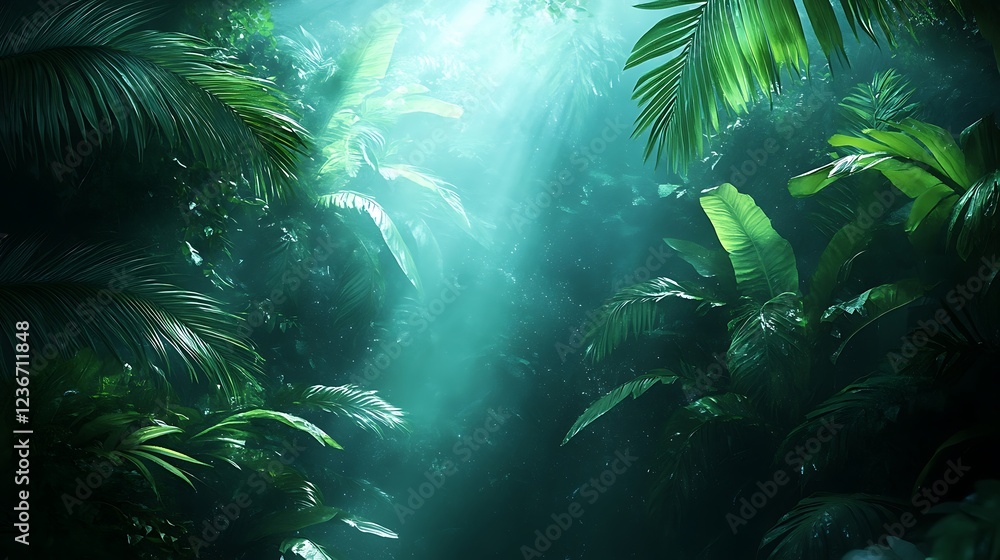 Jungle light rays peaceful background Jungle light rays peaceful background
