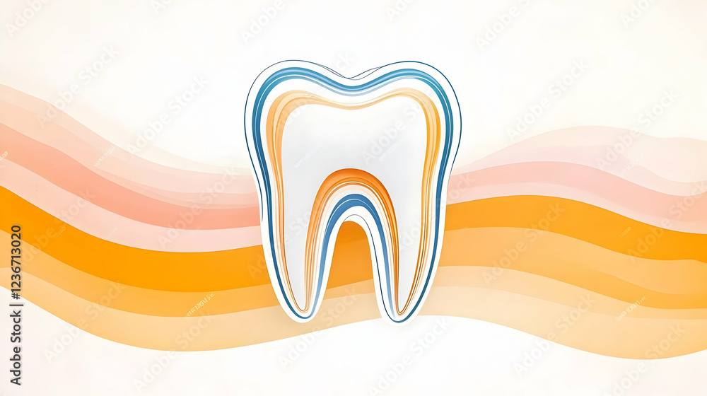 Healthy tooth layers, dental care, wave background, oral hygiene infographic Healthy tooth layers, dental care, wave background, oral hygiene infographic