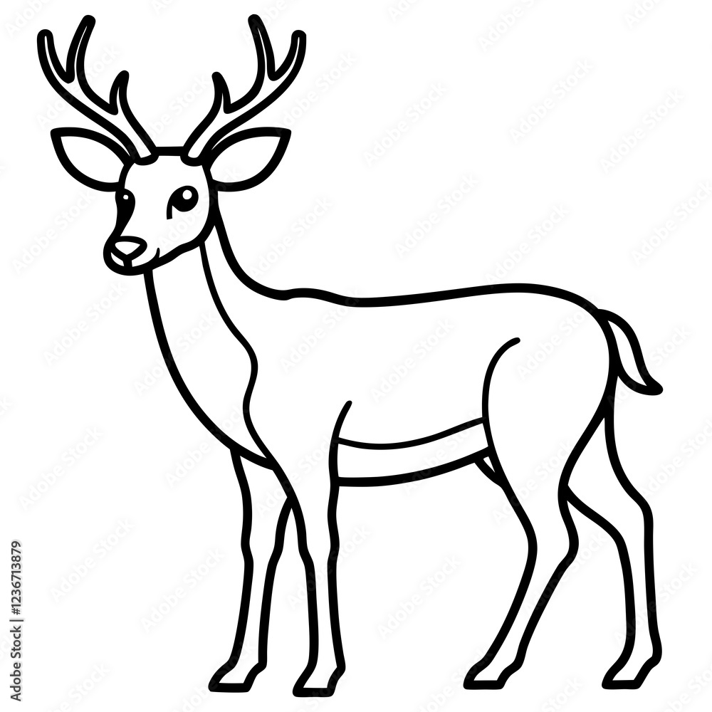 Fototapeta premium Deer Silhouette in Simple Line Art
