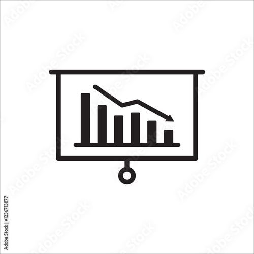 Vector arrow graph down icon, Risk line flat vector icon for mobile application, button and website design. Money loss