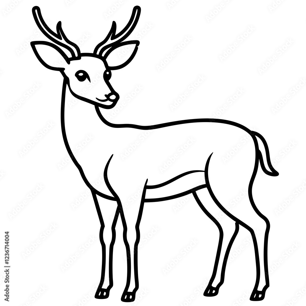 Fototapeta premium Deer Silhouette in Simple Line Art
