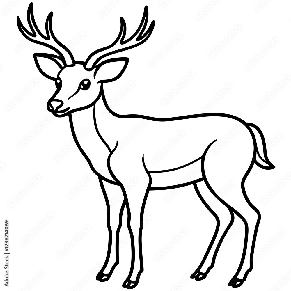 Deer Silhouette in Simple Line Art Deer Silhouette in Simple Line Art