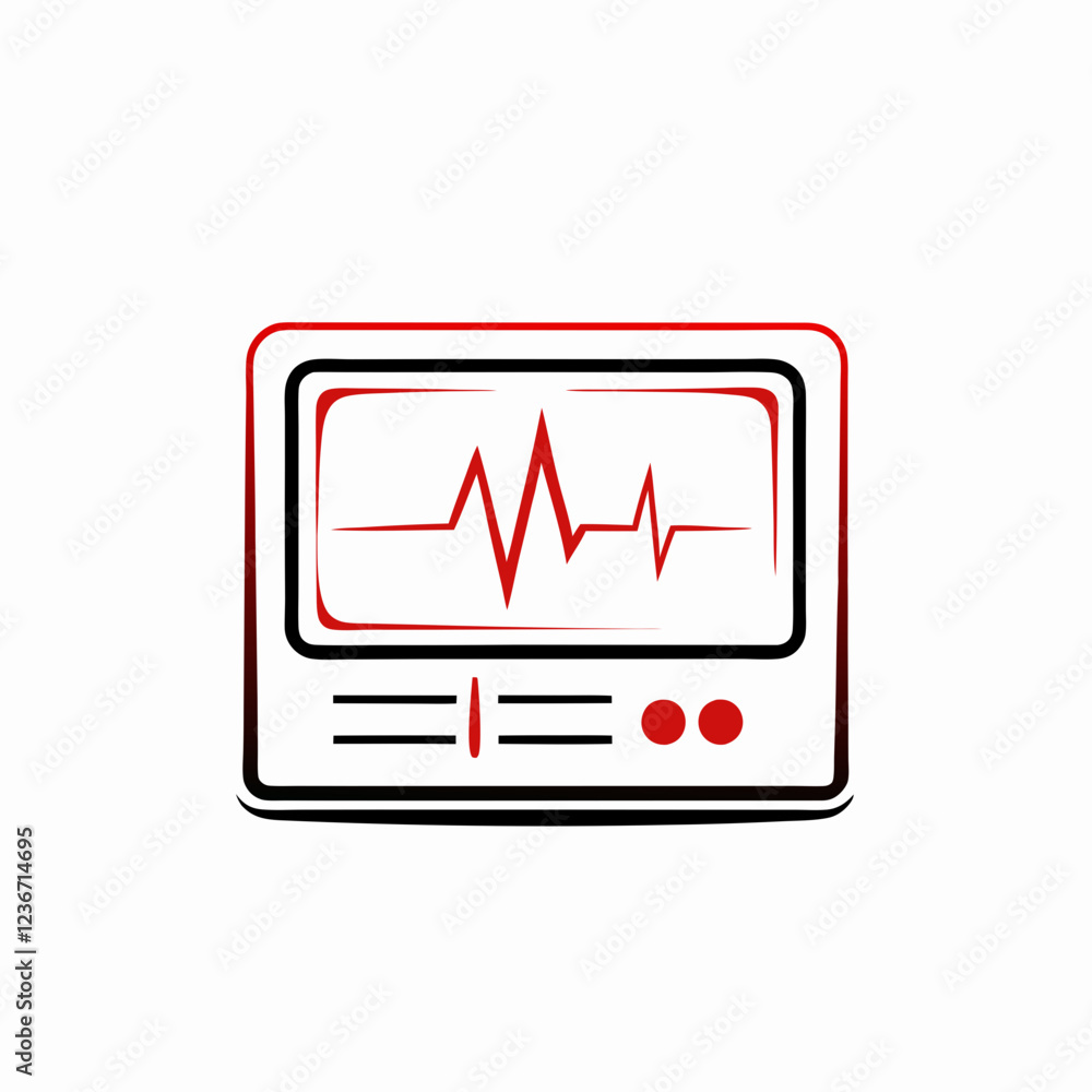 Digital heartbeat monitor display showing vital signs. Modern medical equipment interface with red pulse line. Concept of cardiology, healthcare monitoring, medical technology. Digital heartbeat monitor display showing vital signs. Modern medical equipment interface with red pulse line. Concept of cardiology, healthcare monitoring, medical technology.