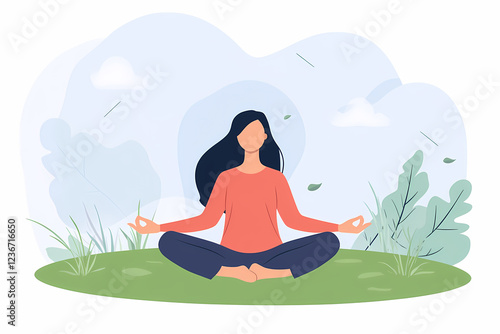 Wallpaper Mural A serene scene of a person practicing yoga and meditation outdoors, embracing physical fitness and mindfulness in a tranquil natural setting at sunset. Torontodigital.ca