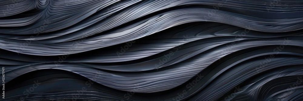 Obraz premium Flowing waves of dark wood texture abstract design digital art studio close-up modern aesthetics