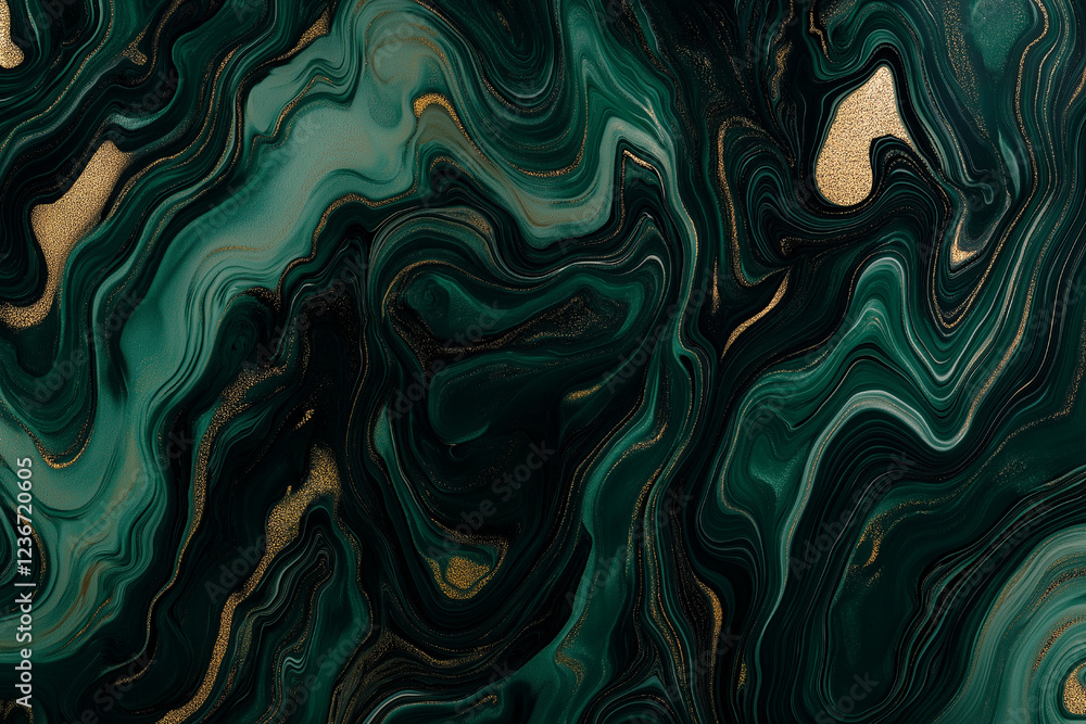 Emerald Gold Liquid Marble Swirl Texture Emerald Gold Liquid Marble Swirl Texture