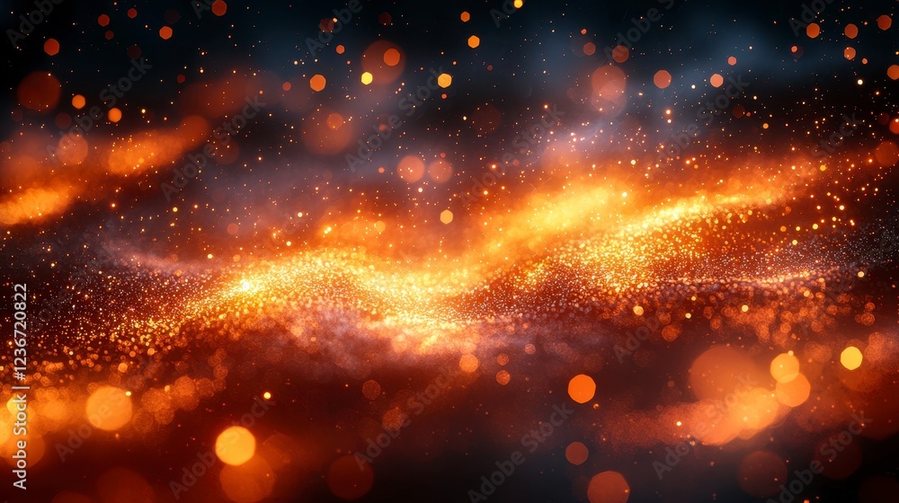 Fiery abstract wave, dark background, sparkle effect, design element Fiery abstract wave, dark background, sparkle effect, design element