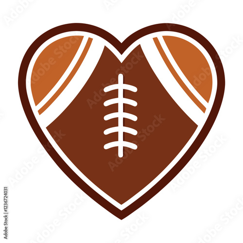 American football ball in a heart shape. Concept for passion or love of sports