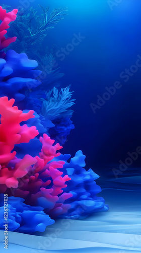 Vibrant coral reef underwater scene, ocean floor background, marine life wallpaper photo