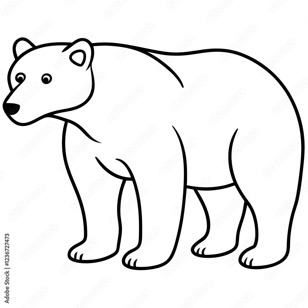 Fototapeta premium Elegant Polar Bear in Single Line Art