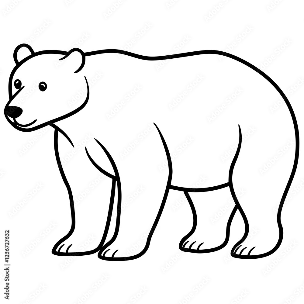 Elegant Polar Bear in Single Line Art Elegant Polar Bear in Single Line Art