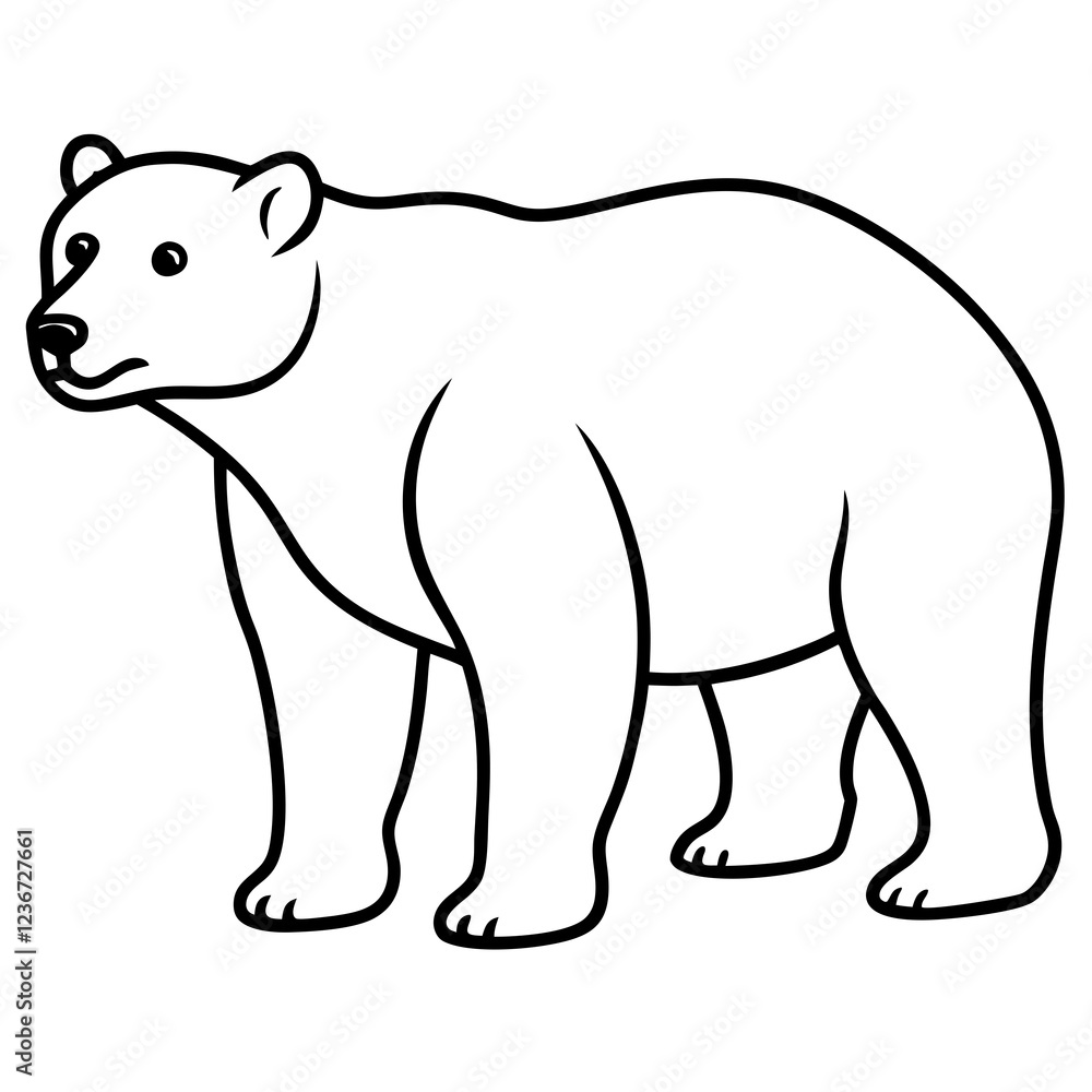 Elegant Polar Bear in Single Line Art Elegant Polar Bear in Single Line Art