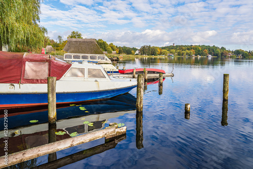 Boote und Anlegestelle am Krakower See in der Stadt Krakau am See photo