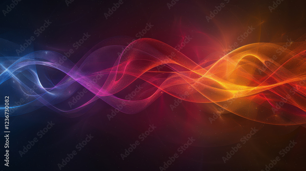 Obraz premium Vibrant abstract background with glowing curved lines in red, orange, purple, and blue hues, creating dynamic visual experience