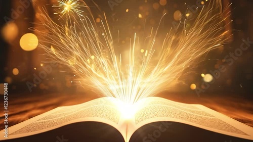 Wallpaper Mural an open book filled with golden light Torontodigital.ca